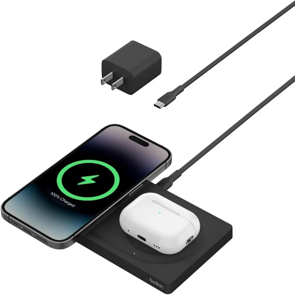 Belkin BoostCharge Pro 2-in-1 Black Wireless Charging Pad with MagSafe 15W New!